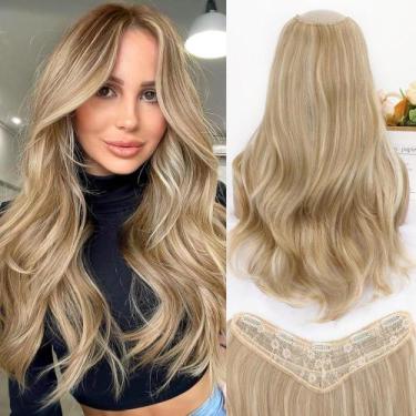 Imagem de Extensões de cabelo ALXNAN Long Wavy Clip em marrom claro de 50 cm