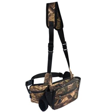 Imagem de Pochete de caça camuflada com aquecedor de mãos, bolsa de cintura leve caçador, impermeável, acessórios de camuflagem de caça com 2 cintos ajustáveis para clima frio, escalada, caminhada, pesca no