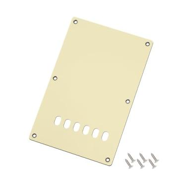 Imagem de Banworks Placa traseira de 3 camadas Strat 6 furos para guitarra elétrica Trem Tremolo capa traseira de borda reta para Squier Strat ST JT/HGB-02 creme de fabricação chinesa