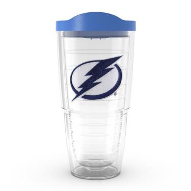 Imagem de Tervis Feito nos EUA com parede dupla NHL Tampa Bay Lightning copo isolado mantém as bebidas frias e quentes, 680 g, logotipo principal