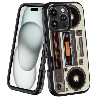 Imagem de JDHJFBFJNP Capa protetora para iPhone 16 Pro Max, híbrida de 3 camadas, resistente [grau militar] à prova de poeira à prova de choque para iPhone 16 Pro Max (2024) de 6,9 polegadas, rádio retrô