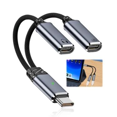 Imagem de Divisor USB C 1 em 2 saídas, fone de ouvido USB C duplo e adaptador de carregador cabo dongle de áudio com carregamento rápido PD 100w para iPhone 16/15 Series, Samsung Galaxy S25 S24 S23 S22+ Note 20