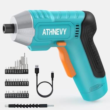 Imagem de Chave de fenda elétrica, chave de fenda recarregável de 3,7 V sem fio com conjunto de bits de 29 peças, carregamento USB-C máximo de 4N.m de alto torque, 250 RPM, bateria de 1500 mAh e luz LED, para