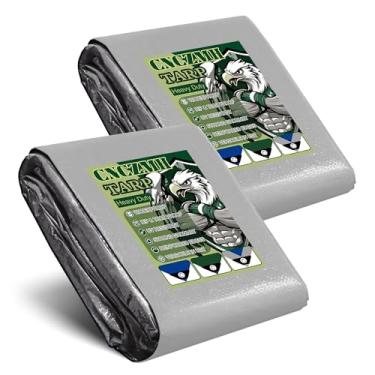 Imagem de CNCZMH Lona resistente à prova d'água, tamanho com acabamento de 8 mm de espessura ao ar livre, capa de lona multiuso, lona pequena para acampamento de abrigo de chuva de emergência (prata/azul