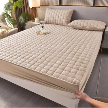 Imagem de Capa Protetora ImpermeáVel Para ColchãO 100% à Prova D'áGua - Matelada Com EláStico 360° - AntiáCaros E HipoalergêNica - Para ColchãO Casal/Queen/King(Casal,Avelã)