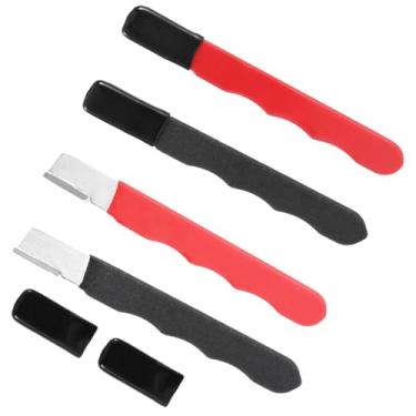 Imagem de 4 Peças Afiador Ferramentas Jardim, Afiador Lâmina Machado Portátil Mini Ferramenta Afiação para Tesouras de Sebe Podadores Tesouras Machados Foices (Preto, Vermelho)