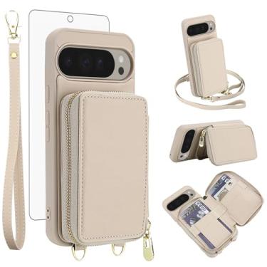 Imagem de Capa de celular para celular Google Pixel 9 Pro XL com protetor de tela de vidro temperado, alça transversal, suporte para cartão de crédito com bloqueio de RFID, Pixel9 9Pro 9ProXL, nove mulheres