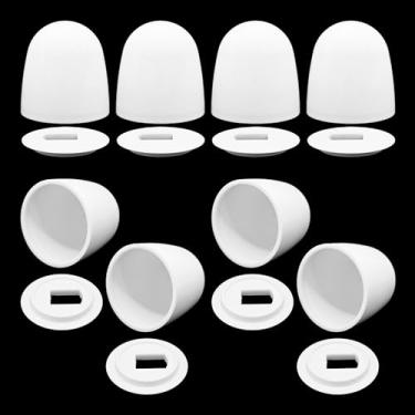 Imagem de AUXBC Conjunto universal de tampas de parafusos de vaso sanitário, tampas de pressão de plástico branco, tampas de piso de altura padrão com arruelas para base de tigela de banheiro, design decorativo