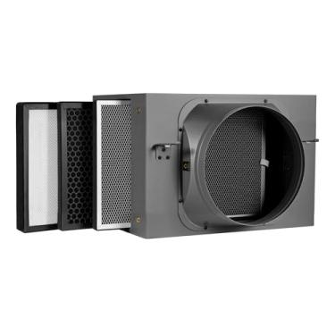 Imagem de Caixa de filtro em linha 25,4 cm, caixa de filtragem de ar de 3 camadas com HEPA de alta eficiência e filtro de carbono, filtro de ventilador para ventilador de duto em linha de 25,4 cm para toda a