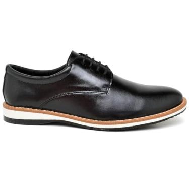 Imagem de Sapato Casual Masculino Sapatenis Oxford Derby Confortável Marrom Preto Couro Sintético Moderno (Preto, BR, Adulto, Numérico, 38)