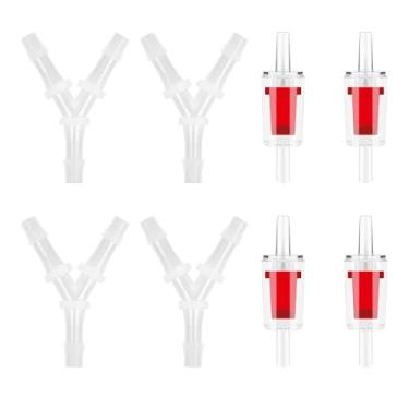 Imagem de 4 peças de conectores de bomba de ar de aquário com válvula de retenção aquário, conector de tubulação de linha aérea de 3 vias em forma de Y, T igual de farpa de plástico para mangueira de 3/40.6 cm
