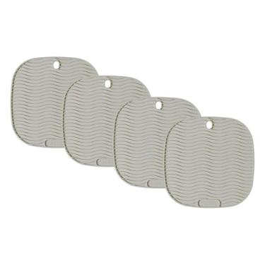 Imagem de Conjunto de Descansos de Panela Quadrado de Silicone Cinza - 4 unidades - 17x17cm - Resistente ao Calor e Deslizamento - Livre de BPA