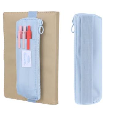Imagem de Suporte de caneta elástico para notebook, bolsa de lápis com zíper, bolsa pequena para lápis com faixa elástica ajustável, porta-lápis fino, porta-canetas para escritório, casa, artigos de papelaria