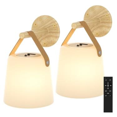 Imagem de TACAHE Arandela de parede recarregável - Abajur fosco de plástico - Temperatura de 3 cores e 5 brilho - Controle remoto - Funciona com bateria de 5000 mAh - Lâmpada de parede sem fio para trailer