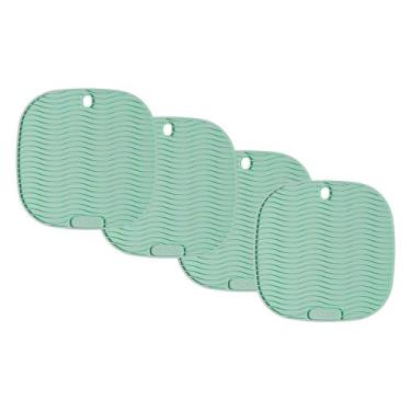 Imagem de Conjunto de Descansos de Panela Quadrado de Silicone Verde - 4 unidades - 17x17cm - Resistente ao Calor e Deslizamento - Livre de BPA