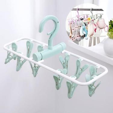 Imagem de Varal de Calcinha, Cueca, Meias - Mini Varal Portátil de Plástico com 12 Prendedores – Ideal para Meias e Roupas Íntimas