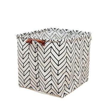 Imagem de Cesto Organizador Multiuso Dobrável Compacto e Resistente Para Roupa Suja, Brinquedos e Mais(Branco seta,1 peça)