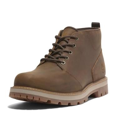 Imagem de Timberland Bota masculina Britton Road Mid Lace Up impermeável Chukka, Grão integral enferrujado, 13 Wide