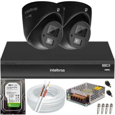 Imagem de Kit Intelbras 2 câmeras 3220D mini black áudio Full Hd Dvr Imhdx 3108