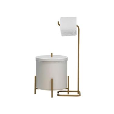 Imagem de Kit para Banheiro Lixeira Suporte Papel Higiênico Branco