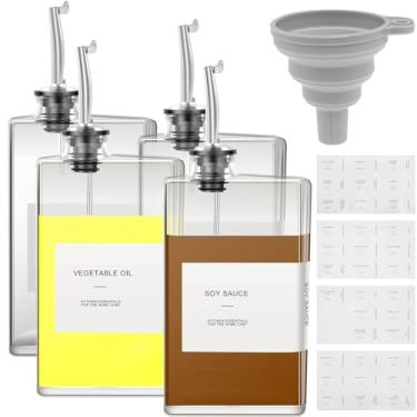 Imagem de Dispensador retangular de azeite de oliva de 500 ml, garrafa dispensadora de grande capacidade, recipiente bem selado, classificação conveniente para vinagre de molho de soja (prata, 4)