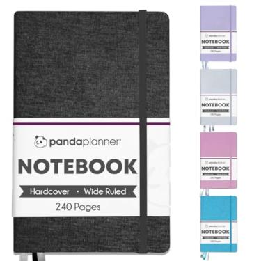 Imagem de Panda Planner - Caderno de diário pautado largo clássico - capa dura de tecido de 13,3 x 21 cm - 240 páginas com 3 marcadores de página - Papel premium de 100 GSM - Suporta reflorestamento (preto)
