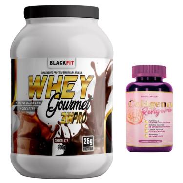 Imagem de Kit Whey Chocolate Suplemento + Colágeno - Cabelo Unhas Proteinas Max Desempenho-Unissex