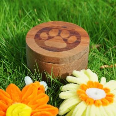 Imagem de YMIOOJY Urna de madeira para cinzas de cremação, caixa de urnas funerárias memorial para animais de estimação, armazenamento de cinzas ósseas para cães ou gatos amorosos, caixa de cinzas de enterro de