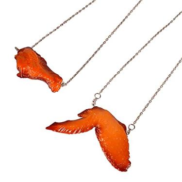 Imagem de Kulamala 2 peças, chaveiro de imitação de comida, asas de frango grelhado, pernas de frango, pingente de comida, colar