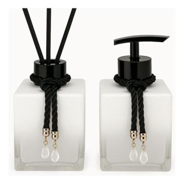 Imagem de Kit De Banheiro Lavabo Sabonete Liquido + Difusor Cubo 250ml Vidro Lux