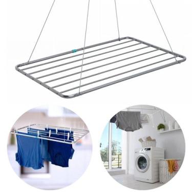 Imagem de Varal De Teto Robusto Prismatic Alumínio 90cm P/ Lavanderia, Alumínio