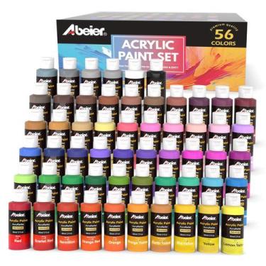 Imagem de Conjunto de tinta acrílica ABEIER 56 cores 60 ml fosco impermeável não