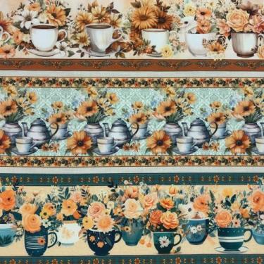 Imagem de Tecido Tricoline Digital Barrados 100% Algodão 10 faixas Várias Estamp