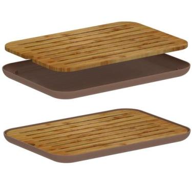 Imagem de Tábua Migalheira de Bambu para Pães Bolo com Bandeja Coletora Design M