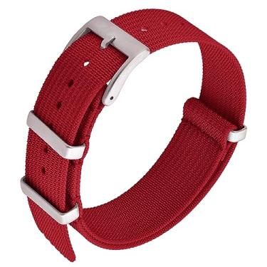 Imagem de JWNSPA Pulseira de relógio de nylon premium – Balística Militar Impermeável – Fivela de Aço Inoxidável Pulseiras de Relógio de Substituição para Homens Mulheres 20 mm 22 mm (20 mm, Vermelho)
