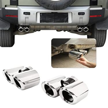 Imagem de YIWANG Adesivos de capa de cancelamento de ruído de tubo de escapamento de carro de aço inoxidável para Land Rover Defender 90 110 2020-2022 acessórios automotivos (prata)