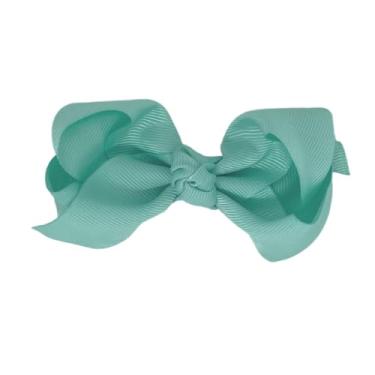 Imagem de Laço Boutique Infantil Tamanho P 7x3 Cm em Gorgorão com Presilha Bico de Pato e Diversas Cores (Aqua)