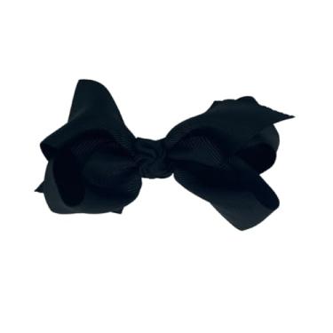 Imagem de Laço Boutique Infantil Tamanho P 7x3 Cm em Gorgorão com Presilha Bico de Pato e Diversas Cores (Preto)