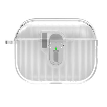 Imagem de GANGANPRO Capa de fone de ouvido compatível com Airpods Pro 3, capa protetora completa à prova de choque em forma de concha com porta-chaves - Transparente