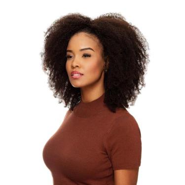 Imagem de Meia Peruca Cabelo Natural Cacheado 50cm Textura Kinky De Benguela Cas