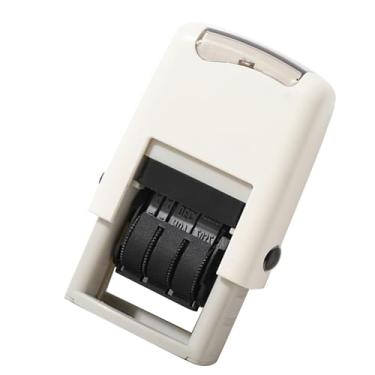 Imagem de Hilitand Carimbo Automático de Data, Carimbo de Borracha Recebido Com Impressões Claras, Portátil Compacto para Documentos de Escritório, Embalagem de Scrapbooking (Branco)