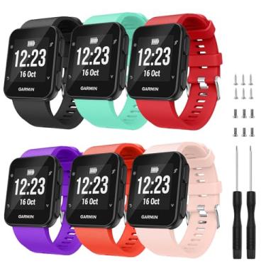 Imagem de TopPerfekt Pulseira compatível com Garmin Forerunner 35, pulseira de silicone macio de substituição para smartwatch Garmin Forerunner 35 (pacote com 6/1)