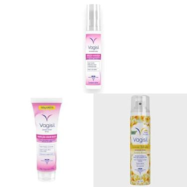 Imagem de Desodorante Íntimo Vagisil Proteção Odor Block 60ml eVagisil Sabonete Líquido Íntimo Odor Block 300g e Desodorante Íntimo Aerossol Vagisil Jasmim Branco 75m