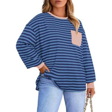 Imagem de Blusa túnica feminina Eytino tamanho plus size com decote em V e manga