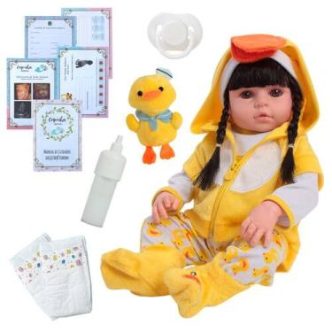 Imagem de Boneca Reborn Bebê Menina Princesa 100% Silicone + Kit Itens - Cegonha