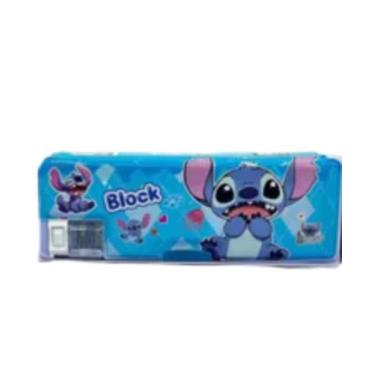 Imagem de Estojo Bloco Escolar Stitch Azul Duplo com Apontador