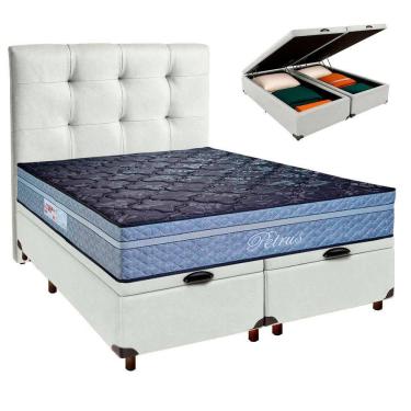 Imagem de Cama + Bau Blindado E Colchão Molas Ensacadas Queen - Petrus Paropas + Cabeceira