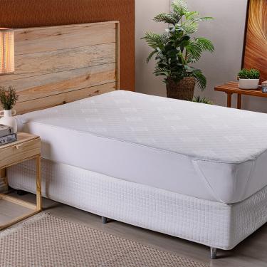 Imagem de Protetor De Colchão Com Elástico Impermeável Jacquard Texturizada Solteiro 100% Poliéster - Branco