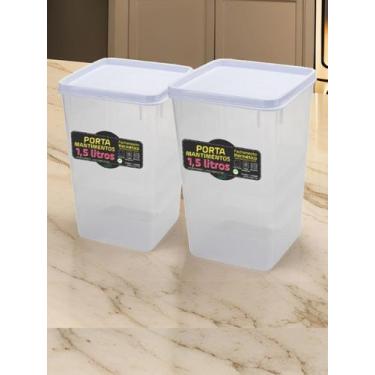 Imagem de Kit 2 Potes Mantimento Herméticos 1kg Alimento Tampa e Trava Empilháve