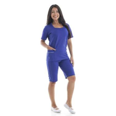 Imagem de Conjunto Babá, Doméstica Bermuda e Jaleco em Helanca - EBT Uniformes, 